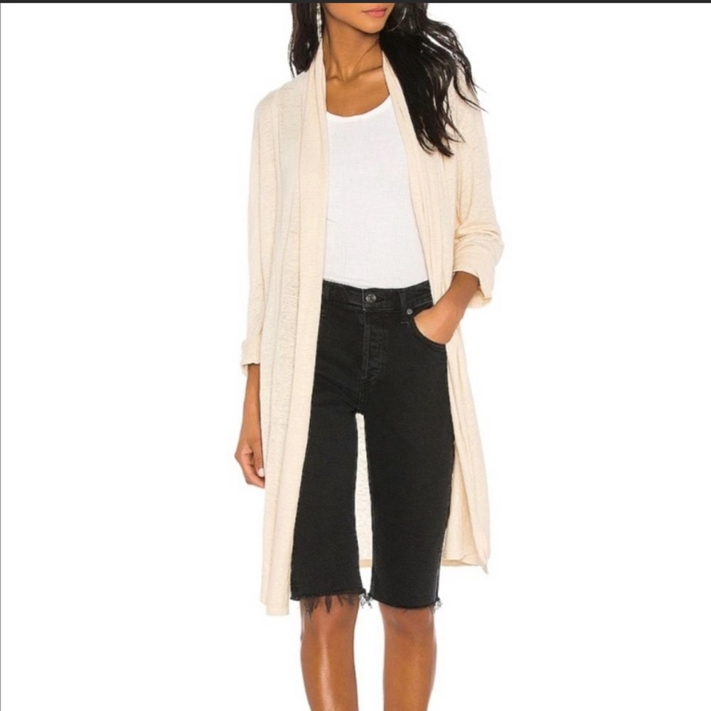 Theory linen shawl open long cardigan size m